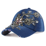 RHINESTONE DENIM CAP - Rosatowine.com
