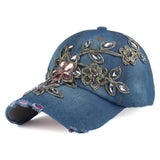 RHINESTONE DENIM CAP - Rosatowine.com